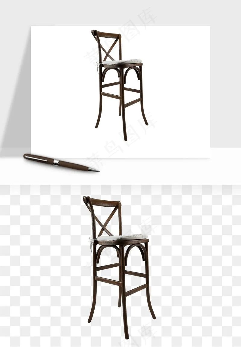 中式木椅子png免抠