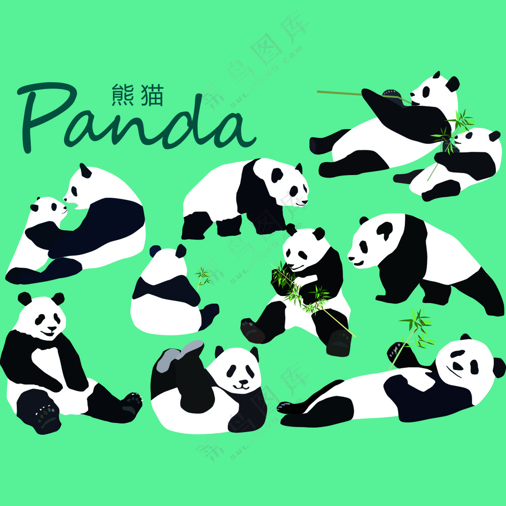 各种姿势国宝熊猫合集矢量素材