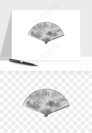 古风扇子元素png免抠