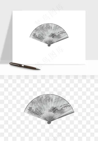 古风扇子元素png免抠