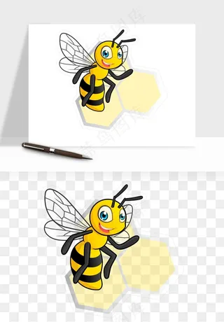 卡通蜜蜂采蜜png免抠