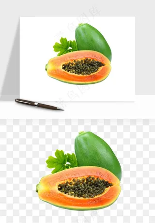 木瓜水果png免抠