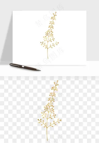 金色植物花环边框png免抠