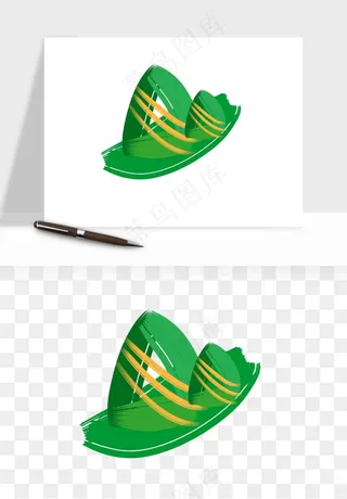 国潮粽子手绘肉粽png免抠