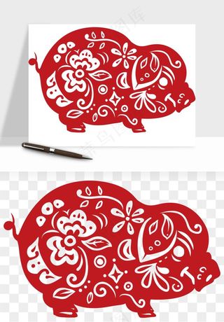 十二生肖剪纸中式纹样图案png免抠