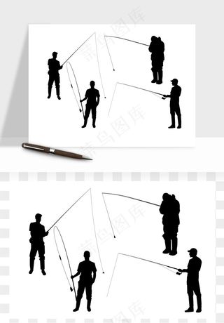钓鱼人物剪影矢量