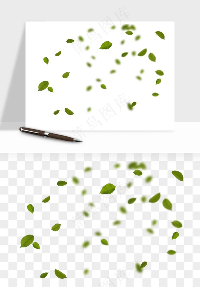 绿叶虚化前景树枝png免抠