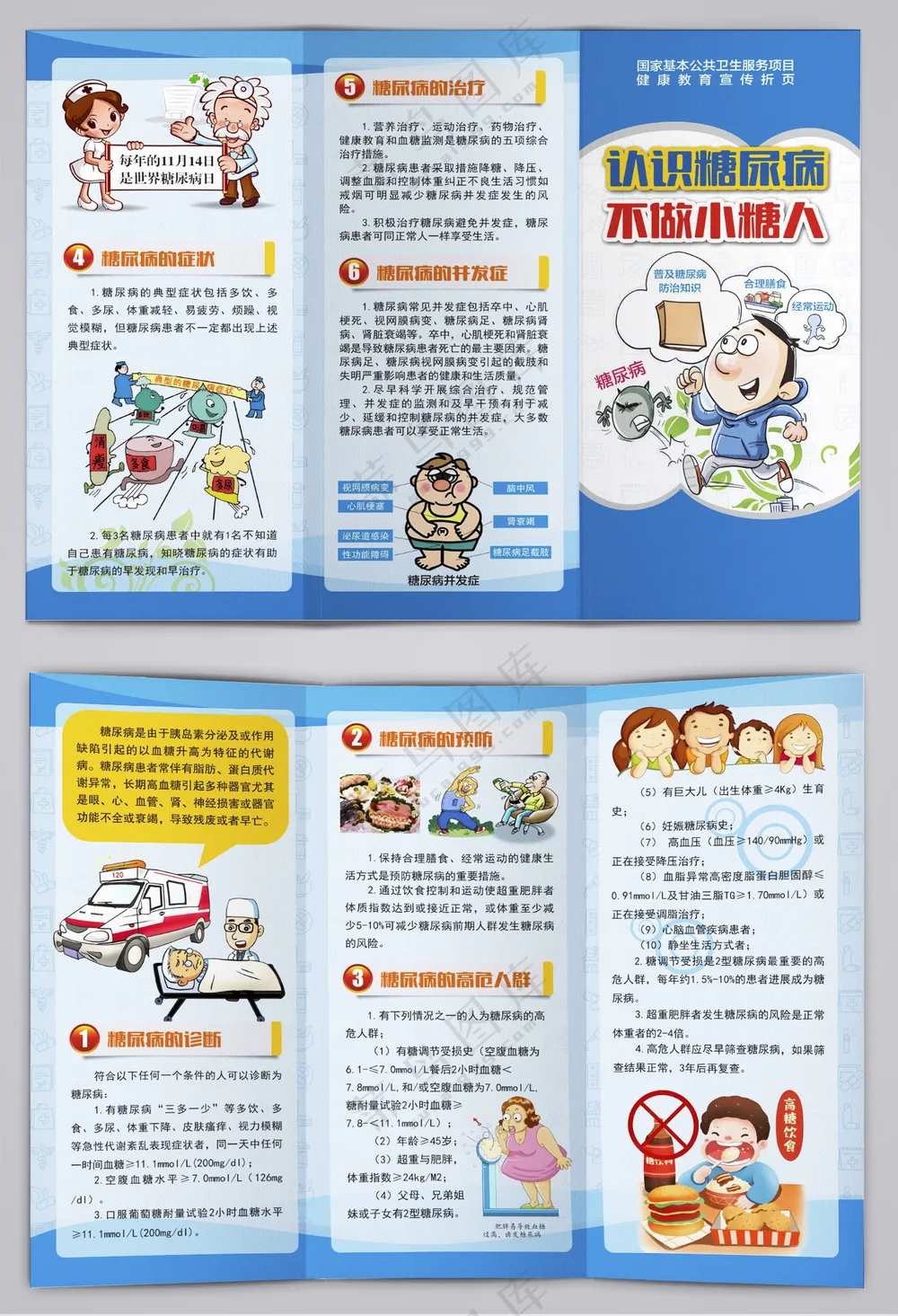 认识糖尿病医疗健康知识三折页