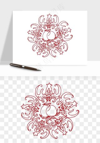 传统窗花剪纸图案png免抠