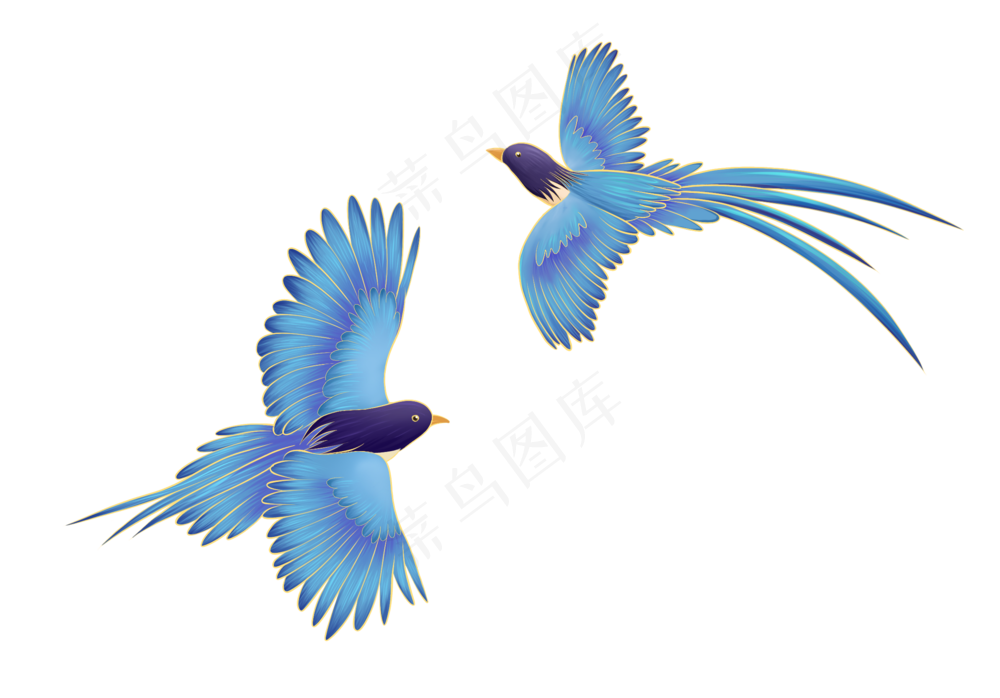 卡通漫画喜鹊比翼鸟