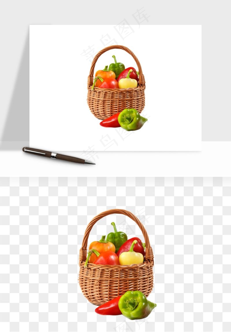 青圆椒蔬菜png免抠