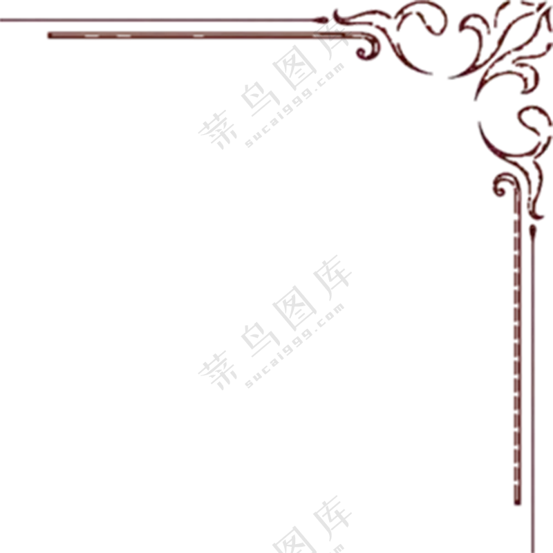 酒红色复古典雅边框免扣图
