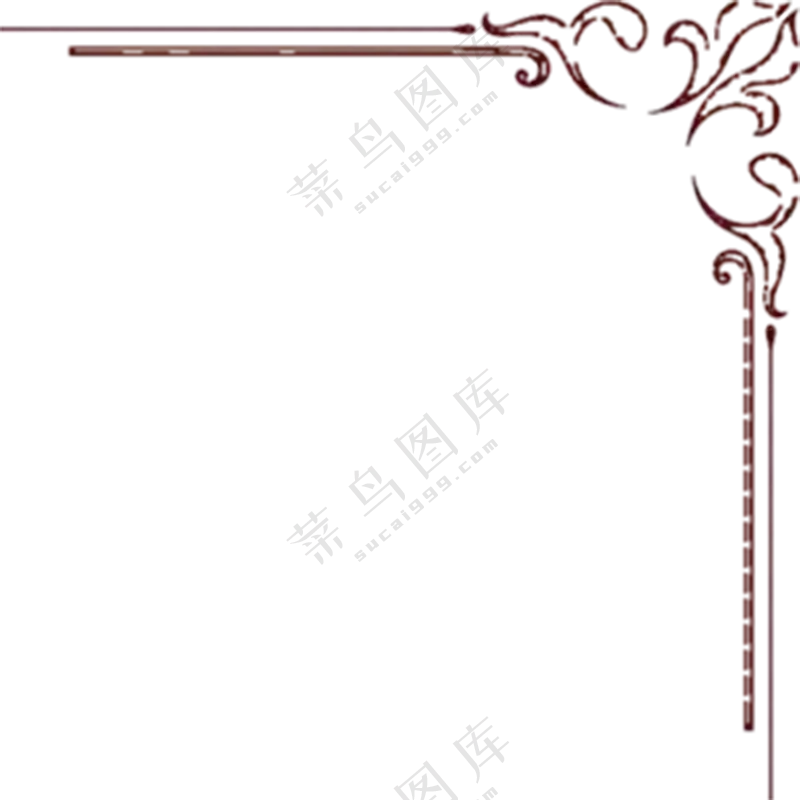 酒红色复古典雅边框免扣图