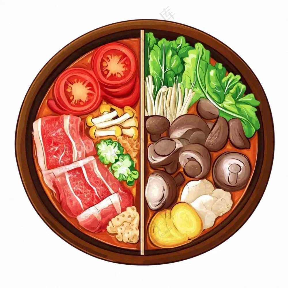 麻辣烫火锅烫菜美食插画免抠