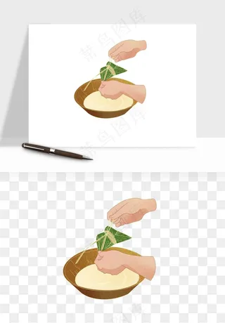 国潮粽子手绘肉粽png免抠