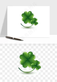 手绘四叶草幸运植物png免抠