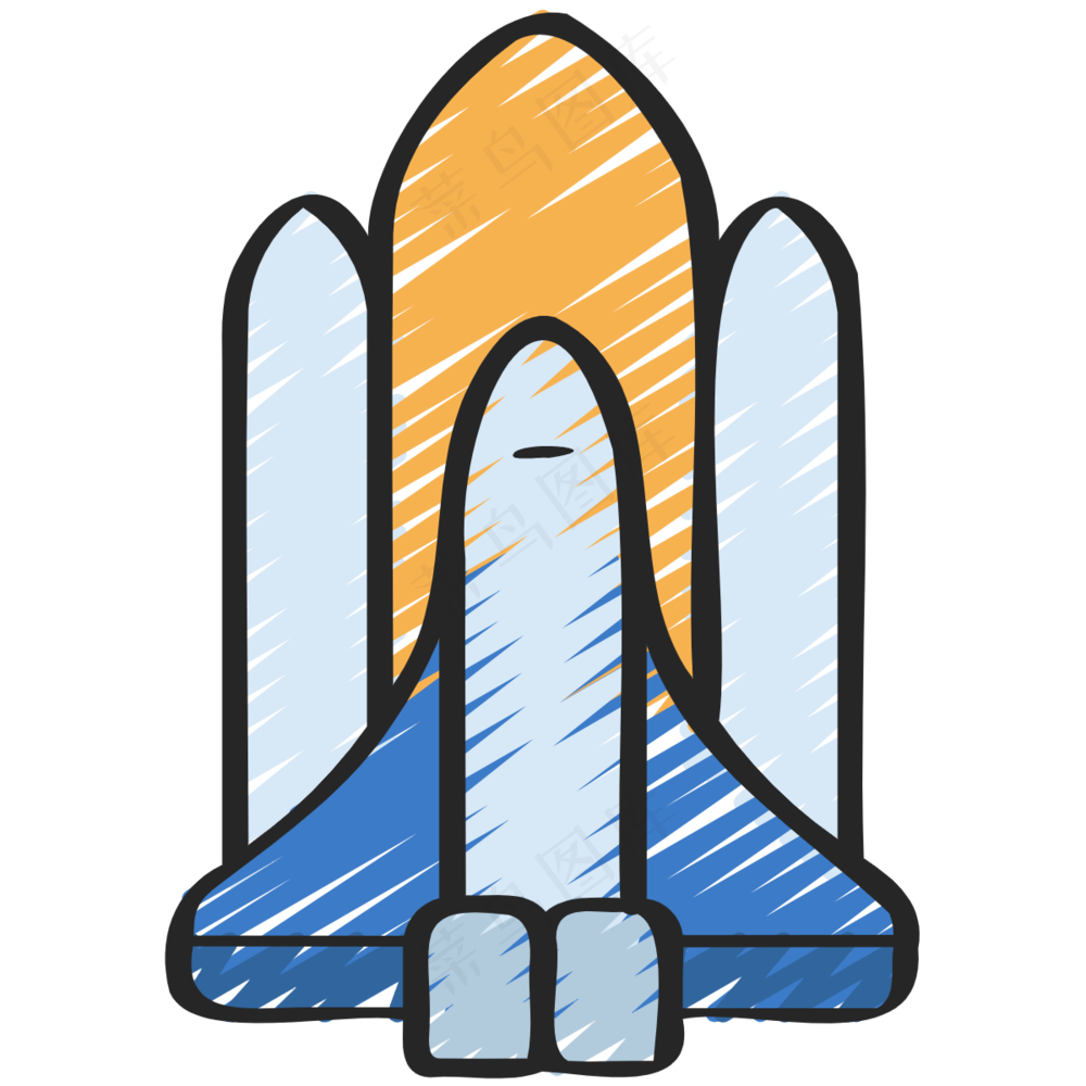 宇宙飞船 火箭 铅笔手绘图标icon