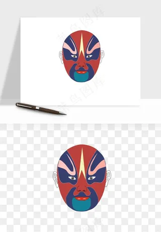 手绘戏剧脸谱卡通面具png免抠