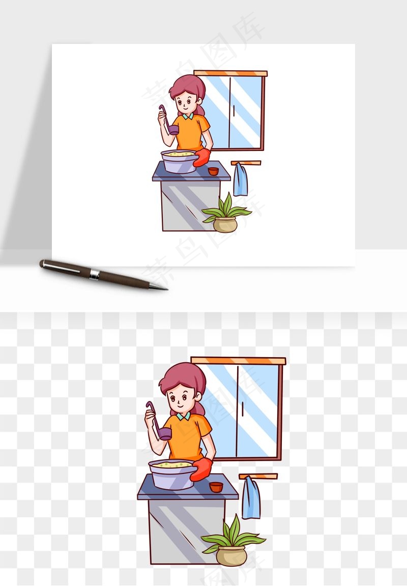 手绘厨师大厨png免抠