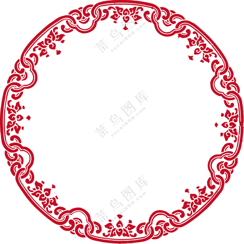 环环相扣效果古典图案边框免抠图片