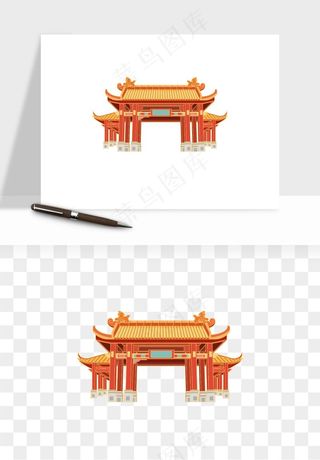 国潮风古建筑古楼古塔鼓楼psd,png免抠图