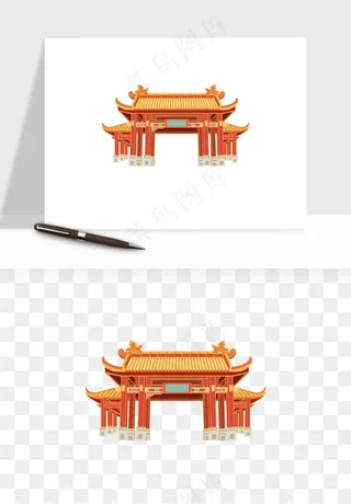 国潮风古建筑古楼古塔鼓楼psd,png免抠图