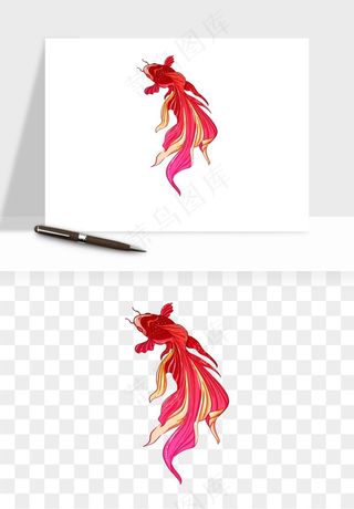 锦鲤鱼手绘水墨png免抠