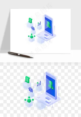 立体2.5d科技商务png免抠