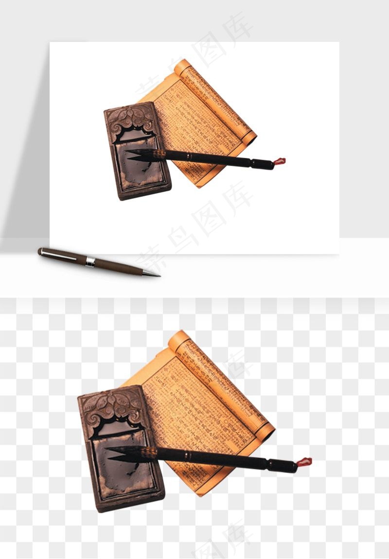 笔墨纸砚文房四宝png免抠