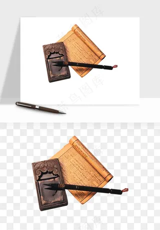 笔墨纸砚文房四宝png免抠