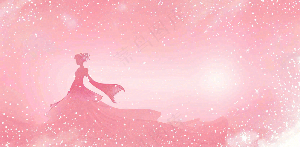 粉色星光女生浪漫唯美妇女节插画背景