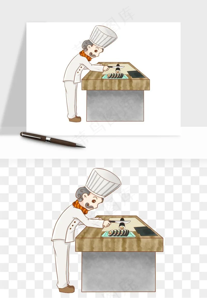 手绘厨师大厨png免抠