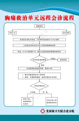 胸痛救治单元远程会诊救治流程图