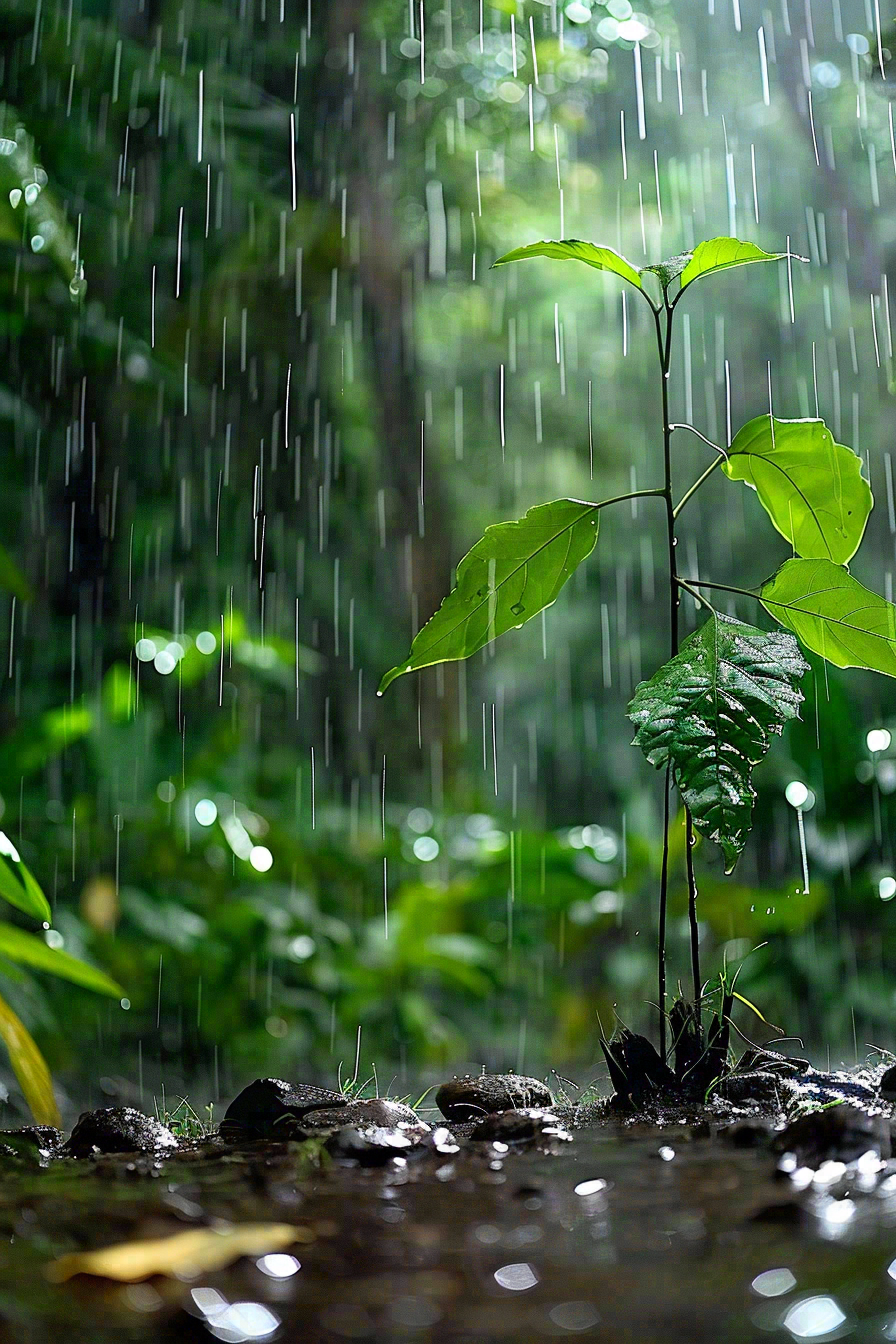 春天梅雨时节雨水谷雨森林公园植物摄影图