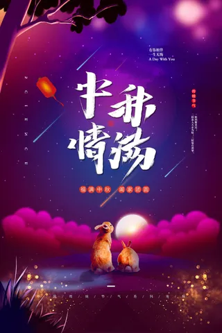 创意唯美浓情中秋宣传海报