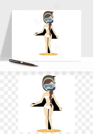 沙滩游泳度假休闲png免抠