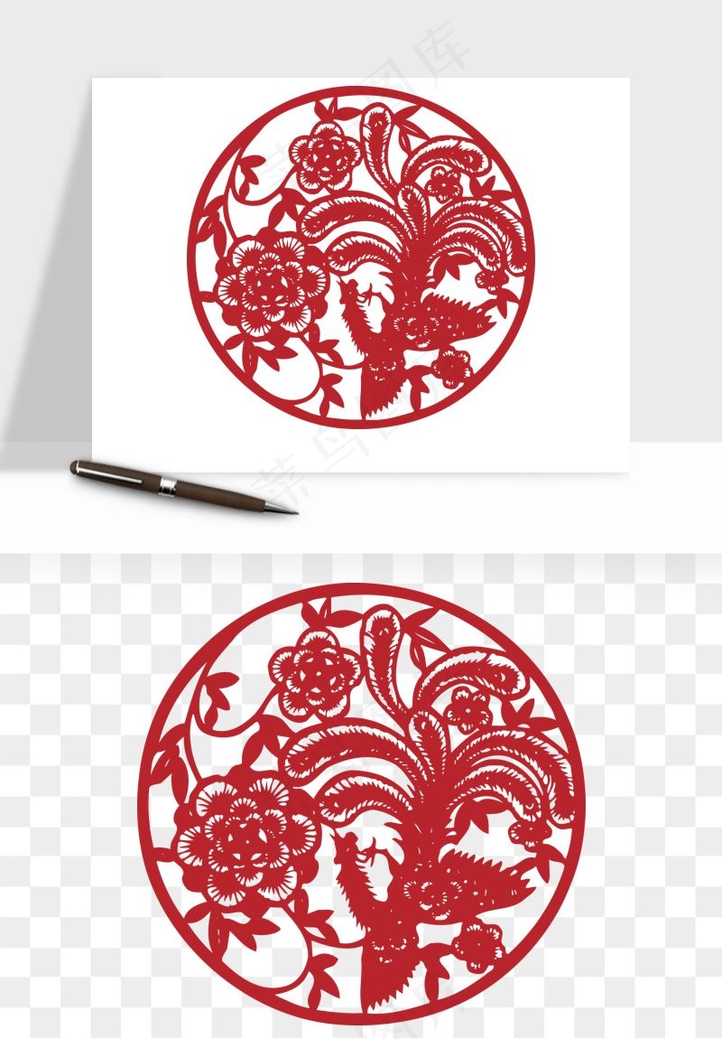 传统窗花剪纸图案png免抠