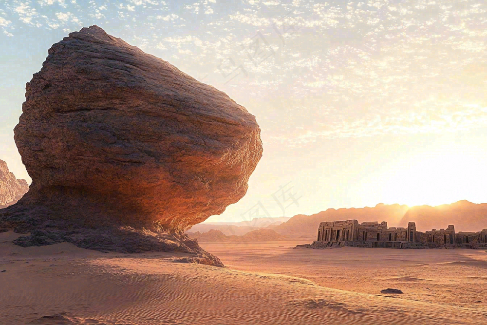 沙漠敦煌雅丹地貌黄土沙丘大漠风光摄影图