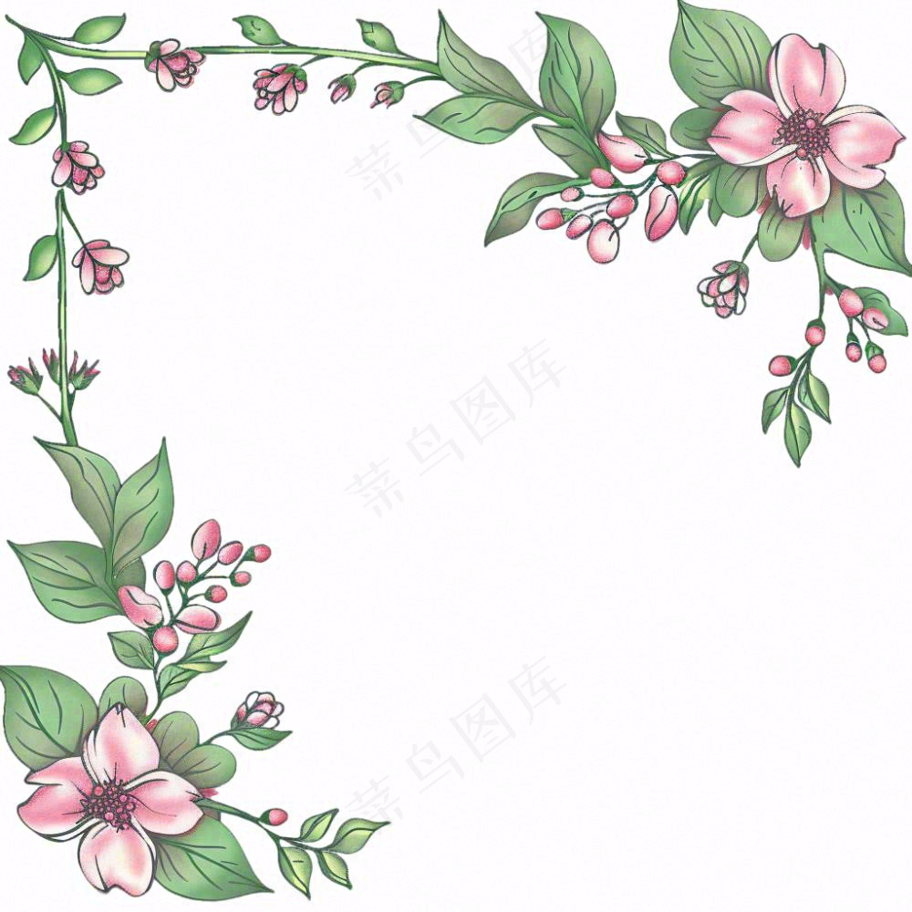 花边边框植物小清新卡通插画免抠
