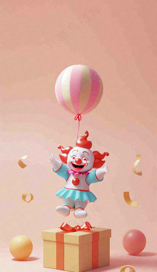 卡通插画马戏团小丑搞怪娱乐快乐表演愚人节插画背景