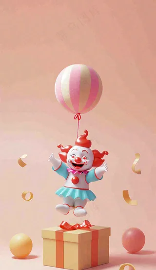 卡通插画马戏团小丑搞怪娱乐快乐表演愚人节插画背景