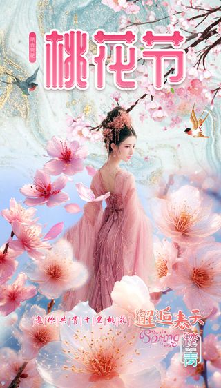 桃花节踏青赏花邂逅春天文化节海报