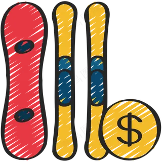 滑雪板租赁 铅笔手绘图标icon