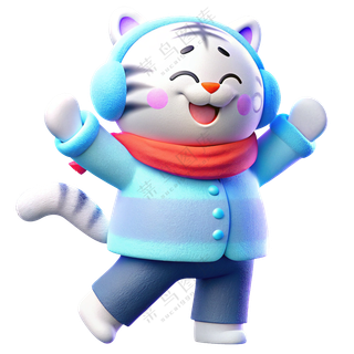 动物3D立体卡通可爱十二生肖戴围巾寅虎