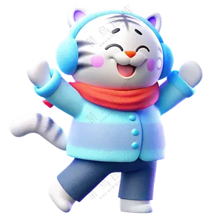 动物3D立体卡通可爱十二生肖戴围巾寅虎