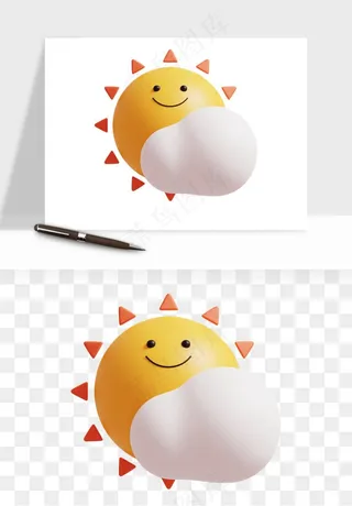 立体天气图标png免抠