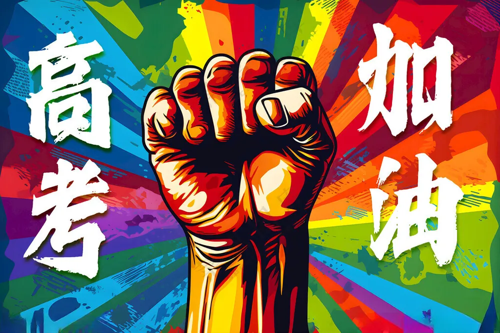 高考加油正能量手绘拳头海报