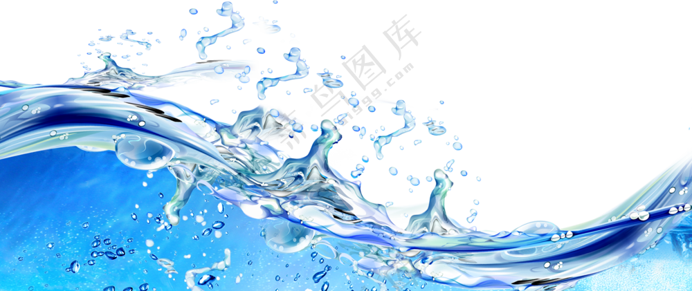 清澈水面上翻起的水花免抠图片素材