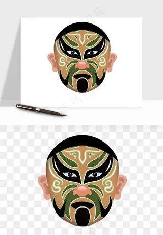 手绘戏剧脸谱卡通面具png免抠