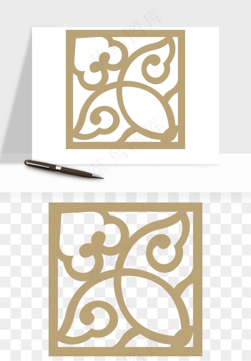 中式镂空古典图案png免抠